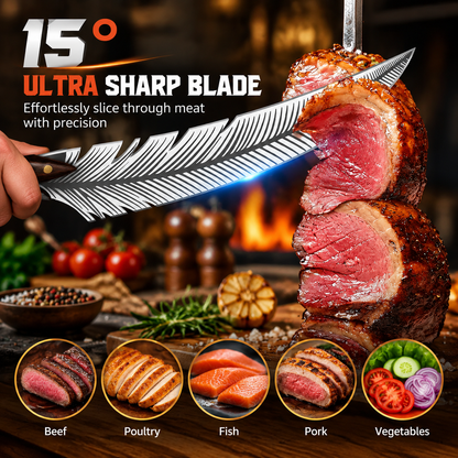 Professional Boning Knife, High Carbon Steel Ultra Sharp Meat Knife with Wooden Handle & Protective Sheath