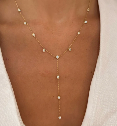 14k Diamonds by the yard Waterproof Lariat