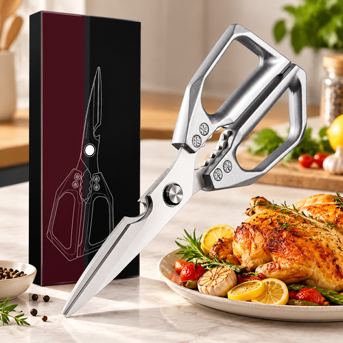 Premium Stainless Steel Kitchen Scissors, Sharp Poultry Shears for Meat, Chicken & Food Preparation