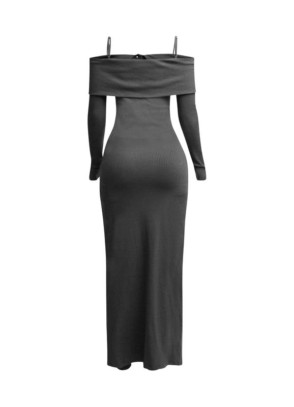 2 Piece Cardigan Dress & Leggings Set (charcoal grey) image 4
