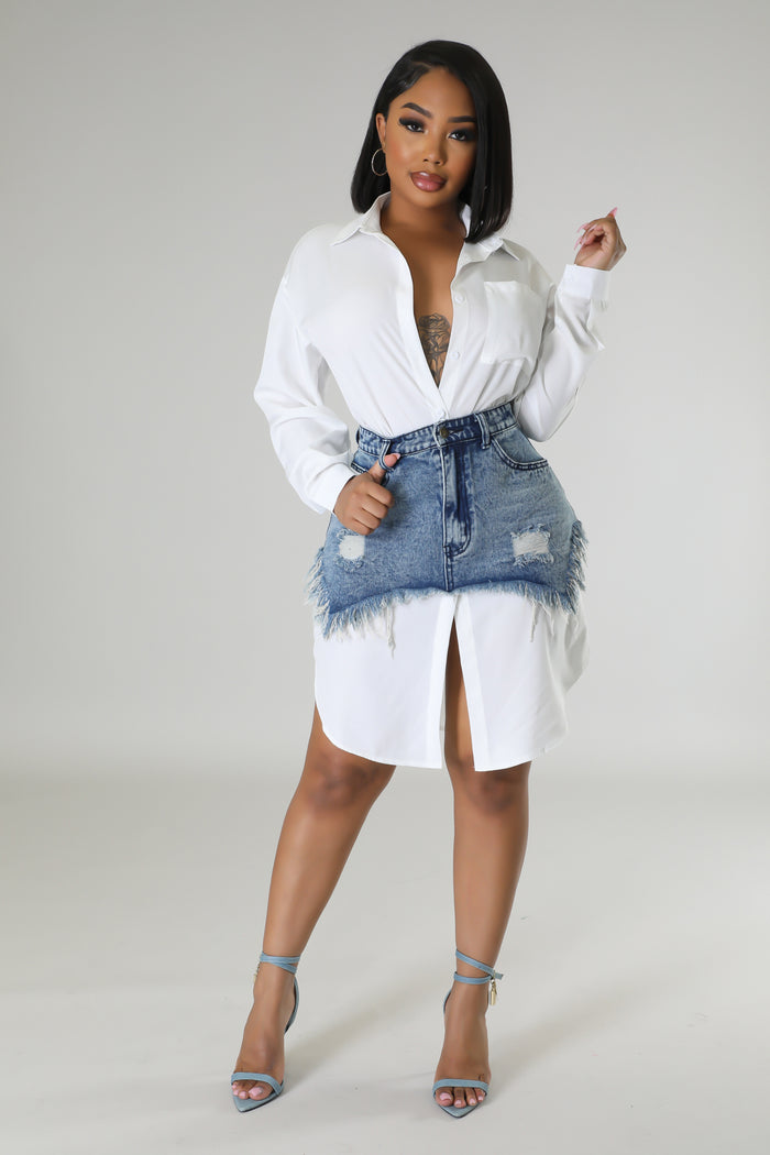 Denim Waist Shirt Dress image 0