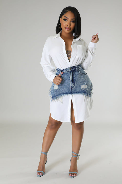 Denim Waist Shirt Dress image 0