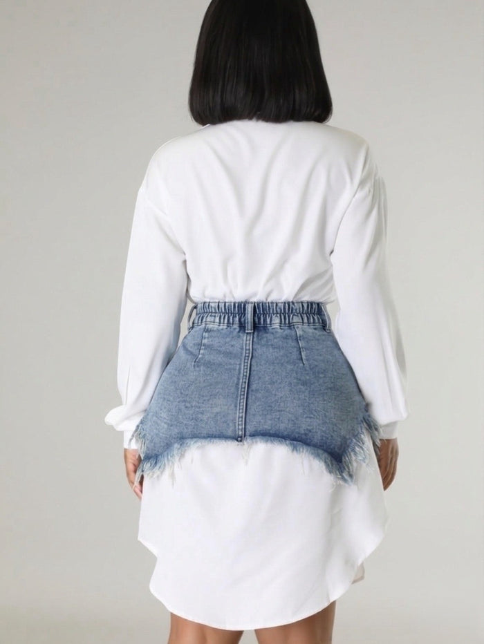 2 Peice Denim Waist Shirt Dress