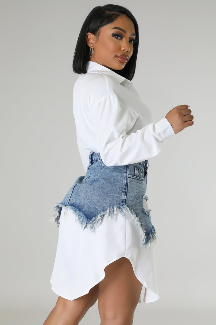 Denim Waist Shirt Dress image 2