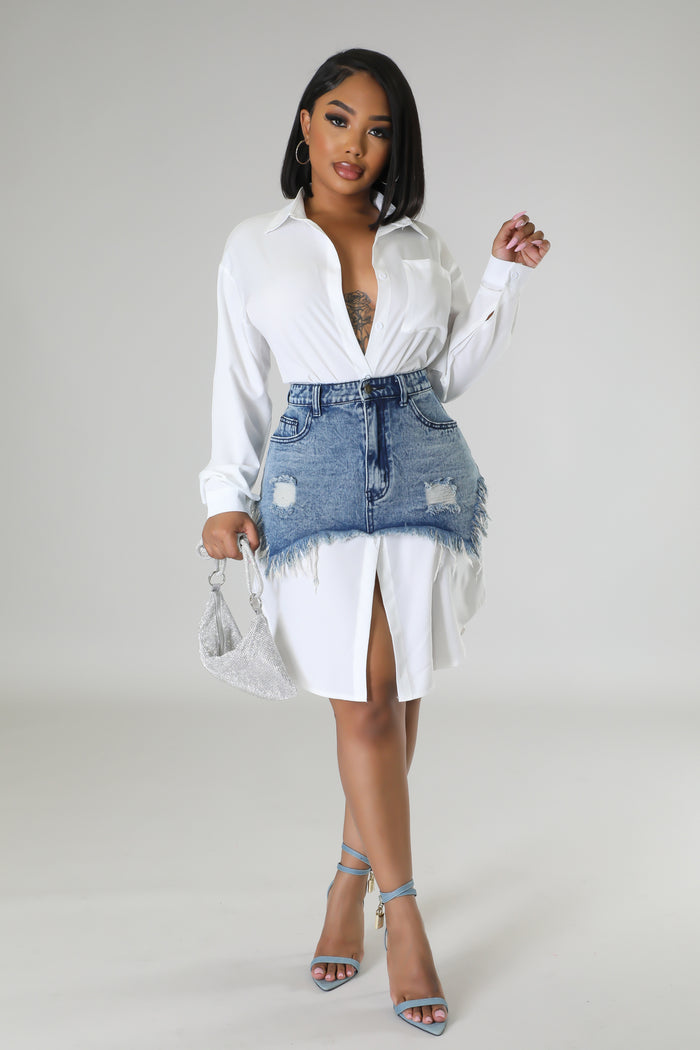 Denim Waist Shirt Dress image 3