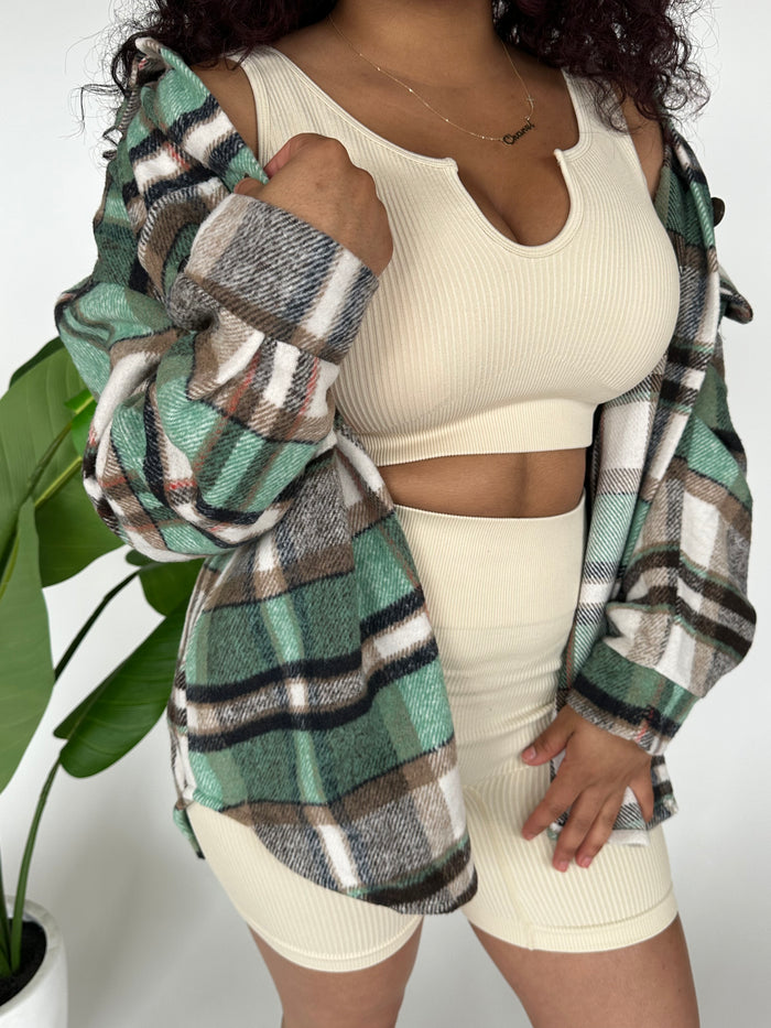2pc Ribbed Biker Set - Ivory image 1