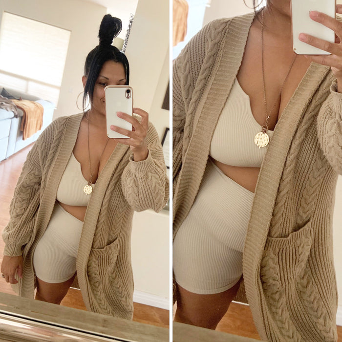 2pc Ribbed Biker Set - Ivory image 3