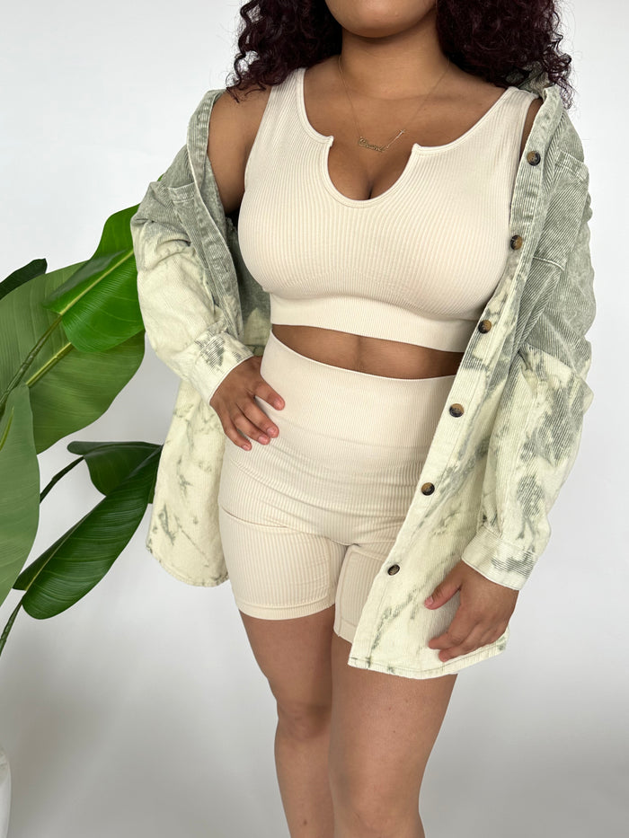 2pc Ribbed Biker Set - Ivory image 4