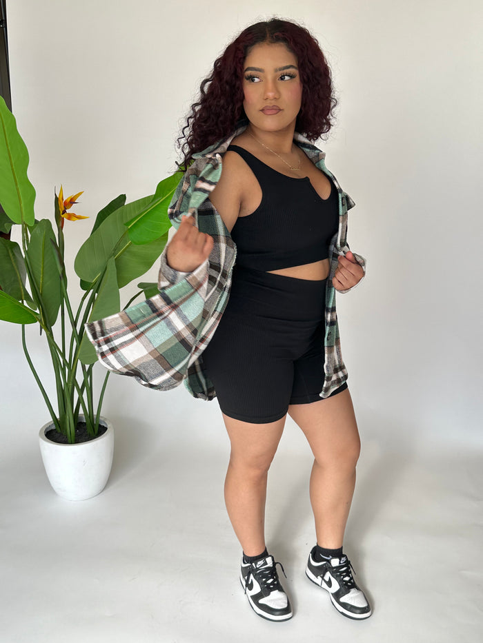 2pc Ribbed Biker Short Set - Black image 4