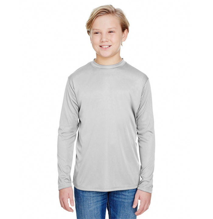 A4 Apparel NB3165 Youth Long Sleeve Cooling Polyester Performance Crew Shirt UPF 44+