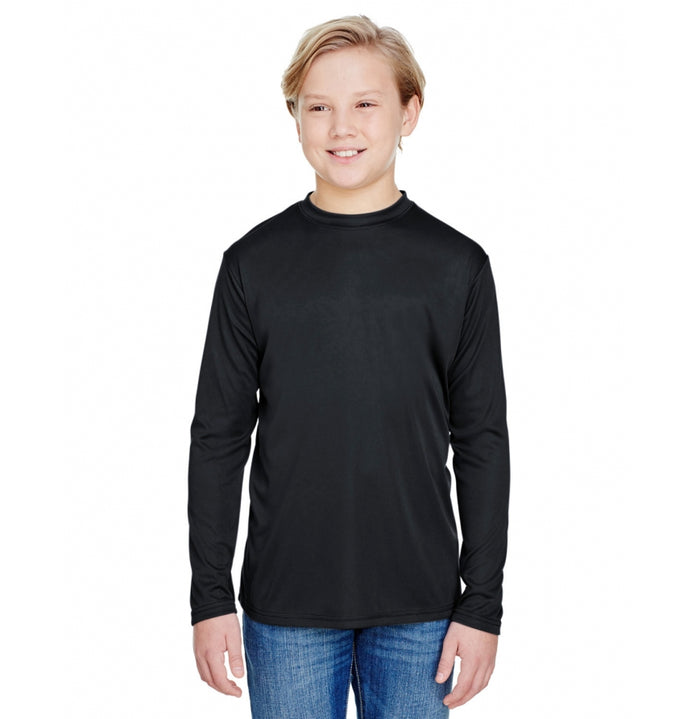 A4 Apparel NB3165 Youth Long Sleeve Cooling Polyester Performance Crew Shirt UPF 44+
