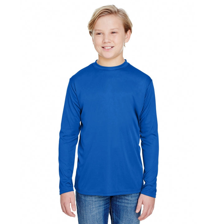A4 Apparel NB3165 Youth Long Sleeve Cooling Polyester Performance Crew Shirt UPF 44+
