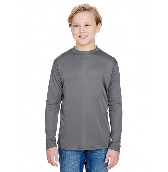 A4 Apparel NB3165 Youth Long Sleeve Cooling Polyester Performance Crew Shirt UPF 44+