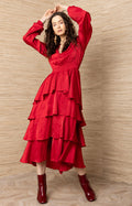 Adalee Charmeuse Dress, color-Red