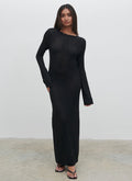 Sachi Is 5'7" & Wears Size UK S|Adeline Knit Midaxi Dress - Black