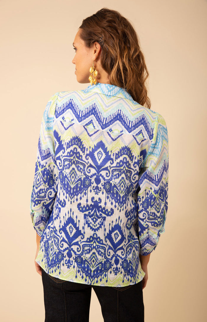 Adelyn Linen Top, color_navy