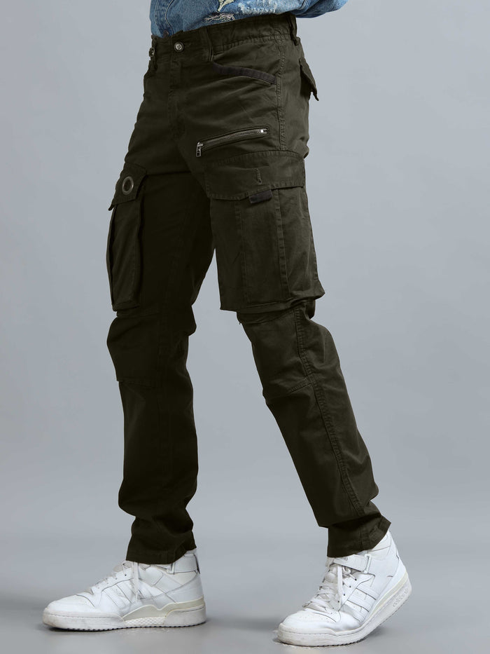 Olive Cargo Pants for Men front view - Aero Nord Cargo Pant by Italian Colony
