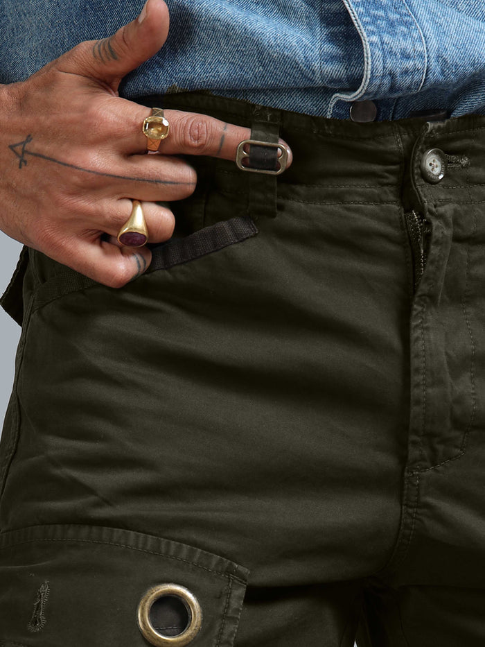 Olive Cargo Pants for Men detail view - Aero Nord Cargo Pant by Italian Colony