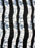 African Ankara Wax Print- Black Denim Blue White