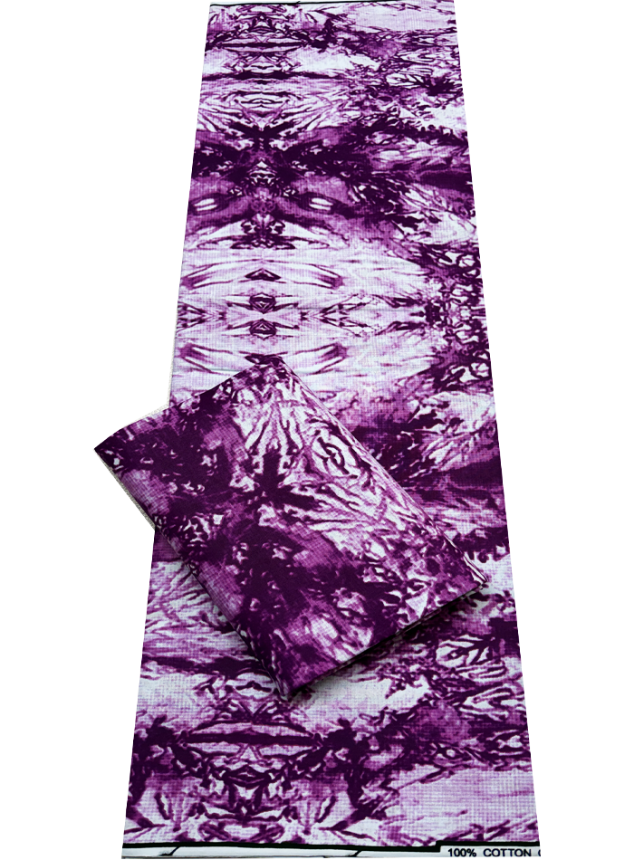 African Ankara Wax Print- Purple Yam White