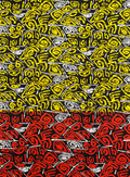 African Ankara Wax Print- Red-Orange Black Yellow White
