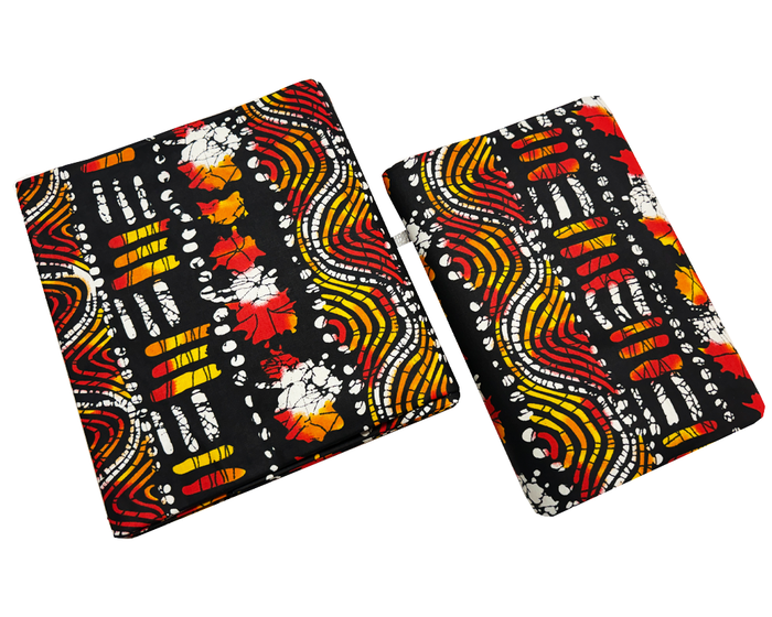 African Ankara Wax Print-Black White Orange Yellow Red
