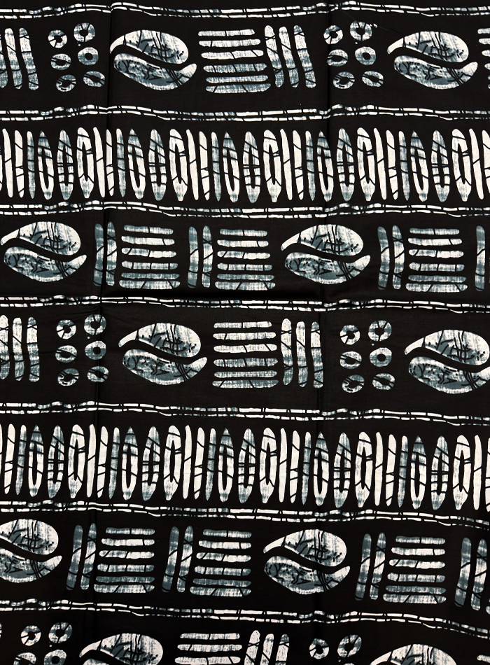 African Ankara Wax Print-Gray Black and White