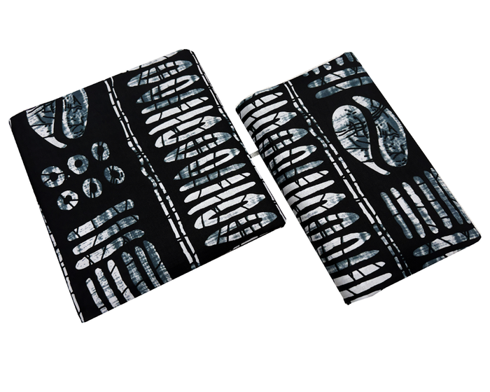 African Ankara Wax Print-Gray Black and White