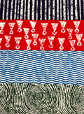 African Ankara Wax Print-Green Light Blue White Red Navy Blue