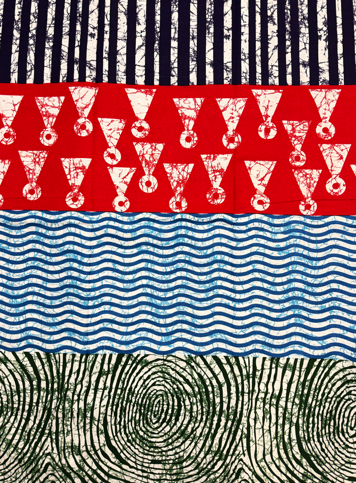 African Ankara Wax Print-Green Light Blue White Red Navy Blue