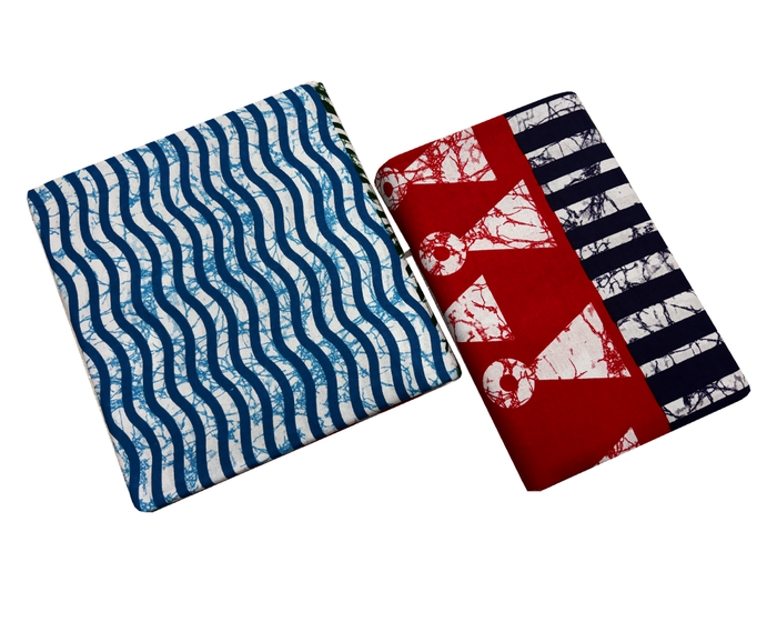 African Ankara Wax Print-Green Light Blue White Red Navy Blue