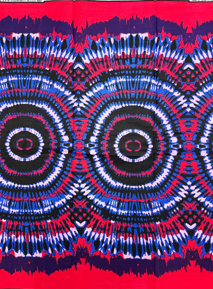 African Ankara Wax Print-Tie Dye- Black Royal Blue Pink Fuschia Purple