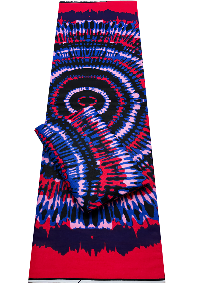 African Ankara Wax Print-Tie Dye- Black Royal Blue Pink Fuschia Purple