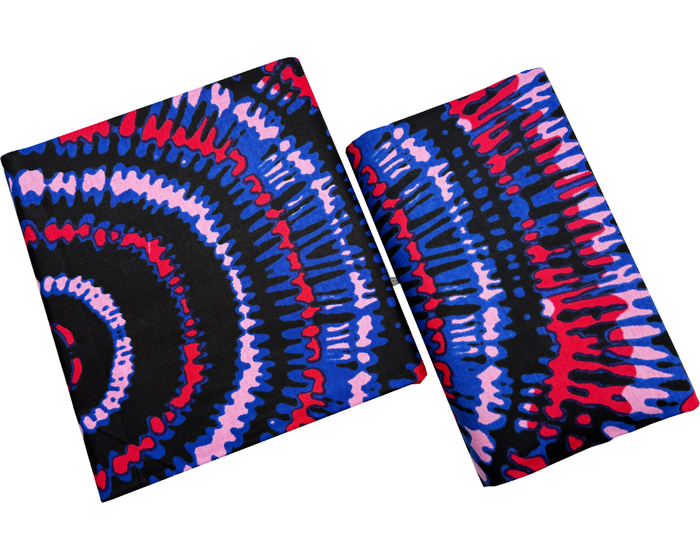 African Ankara Wax Print-Tie Dye- Black Royal Blue Pink Fuschia Purple