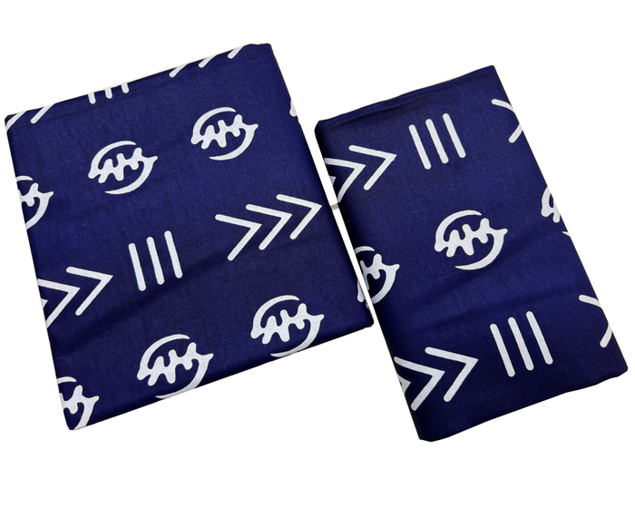 African Ankara Wrapper-Azure -Blue, White