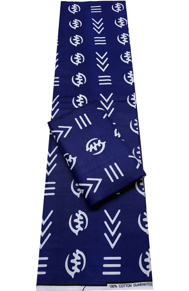 African Ankara Wrapper-Azure -Blue, White