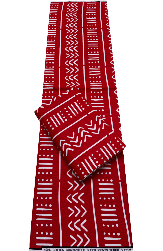 African Ankara Wrapper-Red and White