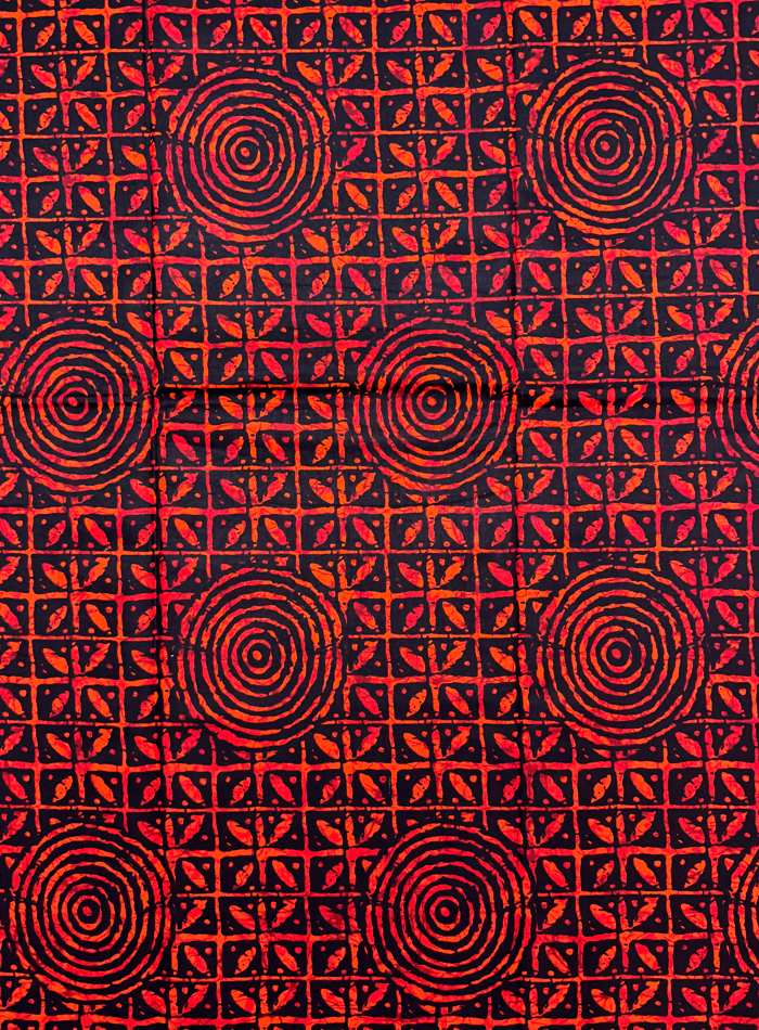 African Ankara Wrapper-Red-Orange, Black