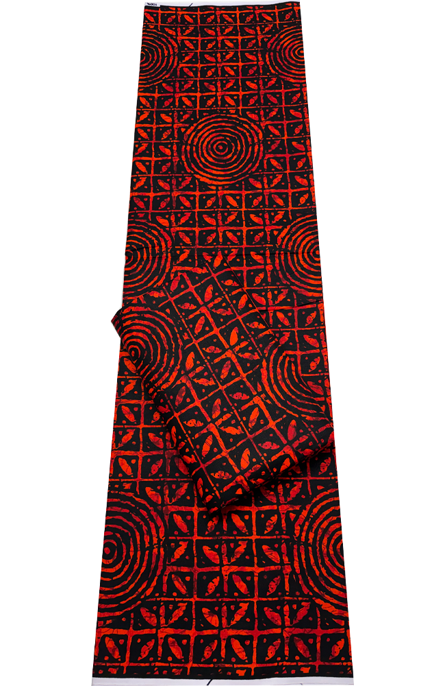 African Ankara Wrapper-Red-Orange, Black