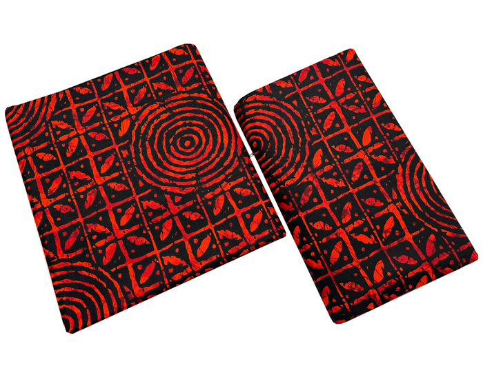 African Ankara Wrapper-Red-Orange, Black