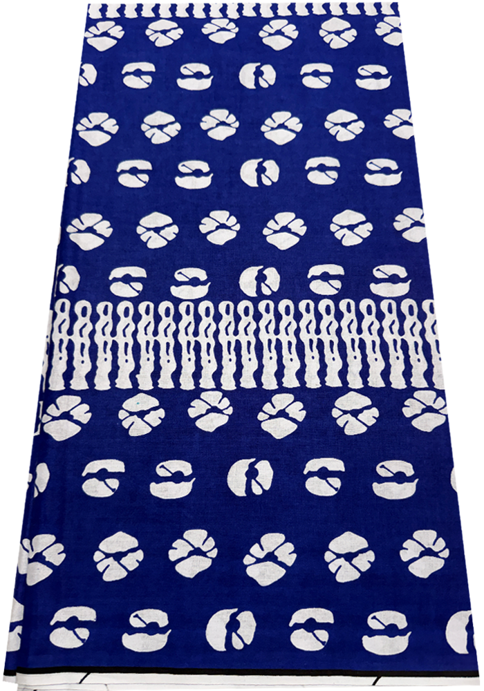African Ankara Wrapper-Royal-Blue, White