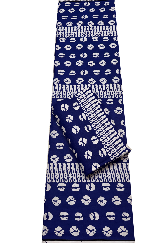 African Ankara Wrapper-Royal-Blue, White