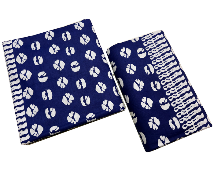 African Ankara Wrapper-Royal-Blue, White