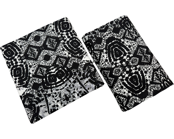African Ankara Wrapper Wax Print- Black and White