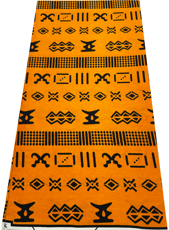 African Ankara Wrapper Wax Print- Tangerine-Orange Black