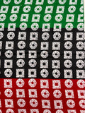 African Ankara Wrapper Wax Print-Green Red Black White