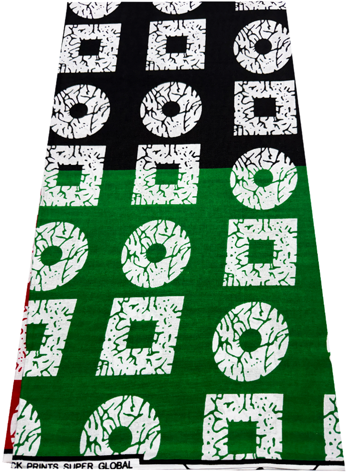 African Ankara Wrapper Wax Print-Green Red Black White