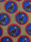 African Wax Print-Azure Blue Orange Black White