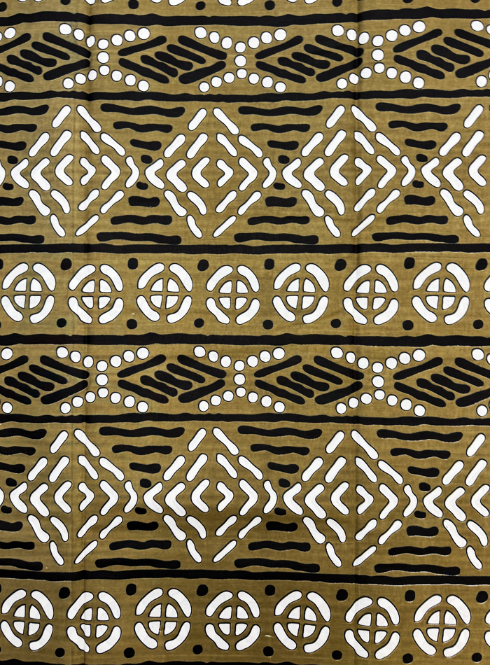 African Wax Print-Beige White Black