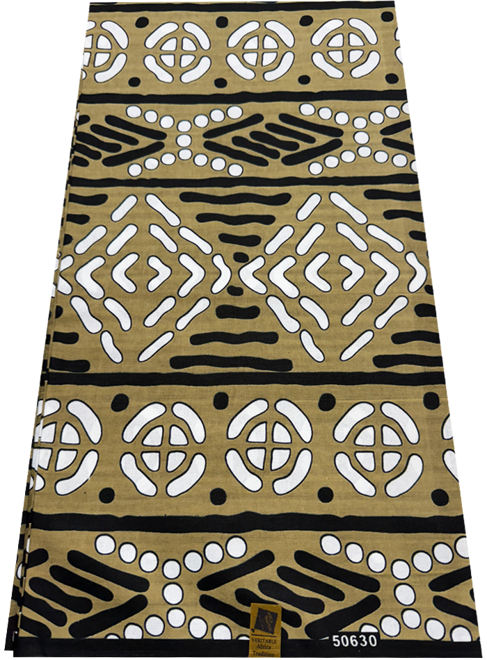 African Wax Print-Beige White Black